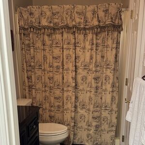 Custom Hazelnut New Orleans Toile Curtain - 78.5 inches long / 89 in wide